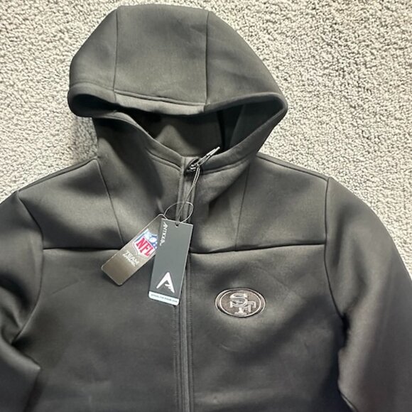 Antigua San Francisco 49ers Black on Black Full Zip Hoodie - NFL Team Men's NWT - Picture 3 of 9